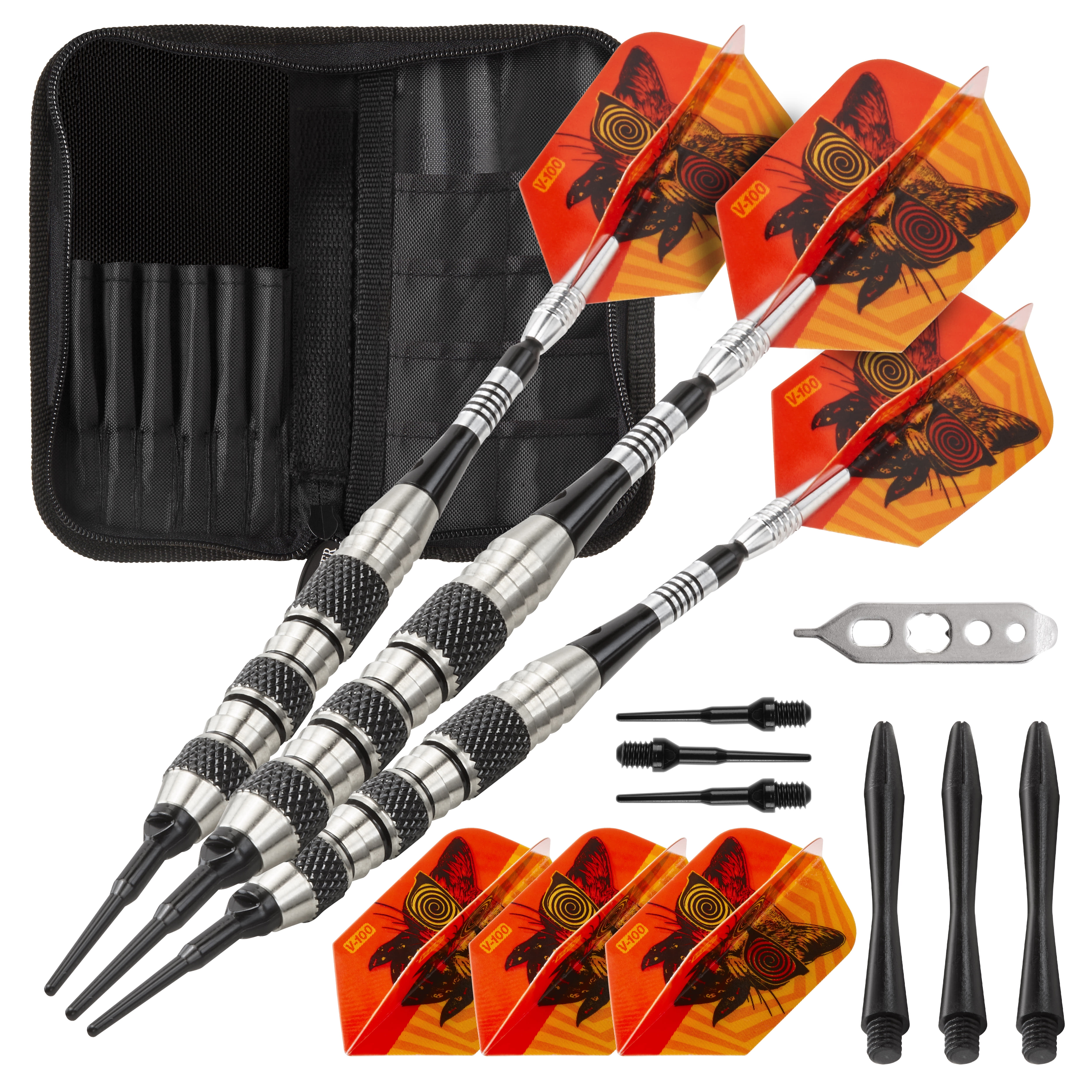 Viper The Freak Soft Tip Darts Knurled and Shark Fin Barrel 18 Grams and Casemaster Deluxe Black Nylon Dart Case