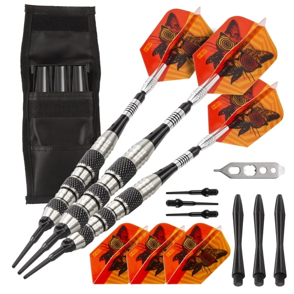 Viper The Freak Soft Tip Darts Knurled and Shark Fin Barrel 18 Grams and Casemaster Single Black Dart Case