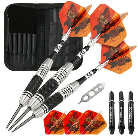Viper The Freak Steel Tip Darts Knurled and Grooved Barrel 22 Grams and Casemaster Deluxe Black Nylon Dart Case