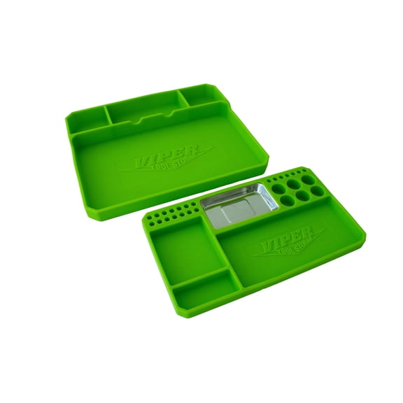 Viper Tool Storage 2-Piece Flexible Silicone Tool Organizer Tray Set, Lime Green