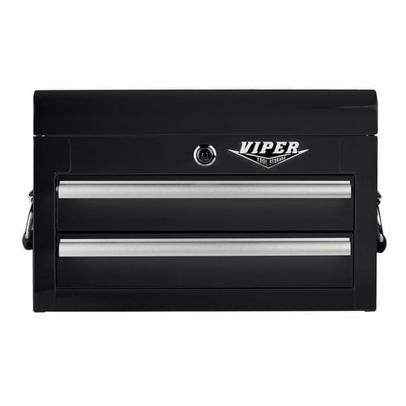 Viper Tool Storage V218MCBL 18-Inch 2-Drawer 18 Gauge Steel Mini Storage Chest W/ Lid Compartment, Black