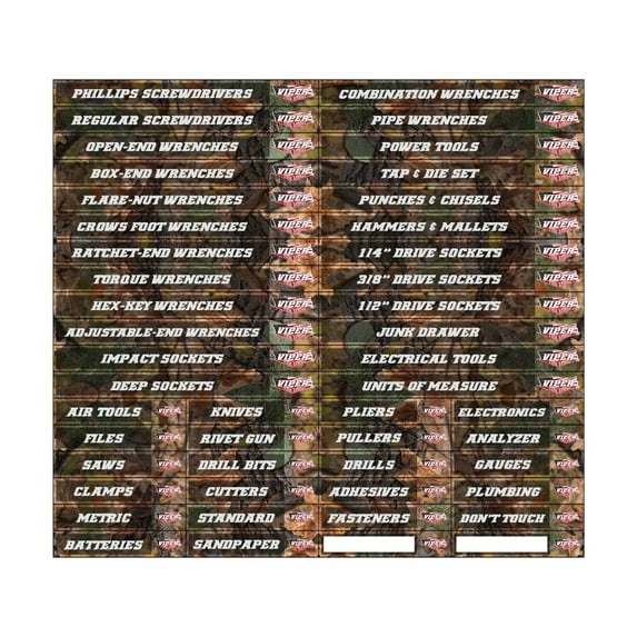 Viper Tool Storage VMLMOSSPP Magnetic Toolbox Labels, Pre-Printed, Mossy Oak