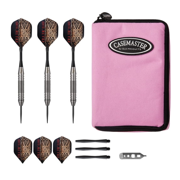 Viper Underground Celtic Blood Steel Tip Darts 22 Grams and Casemaster Select Pink Nylon Dart Case