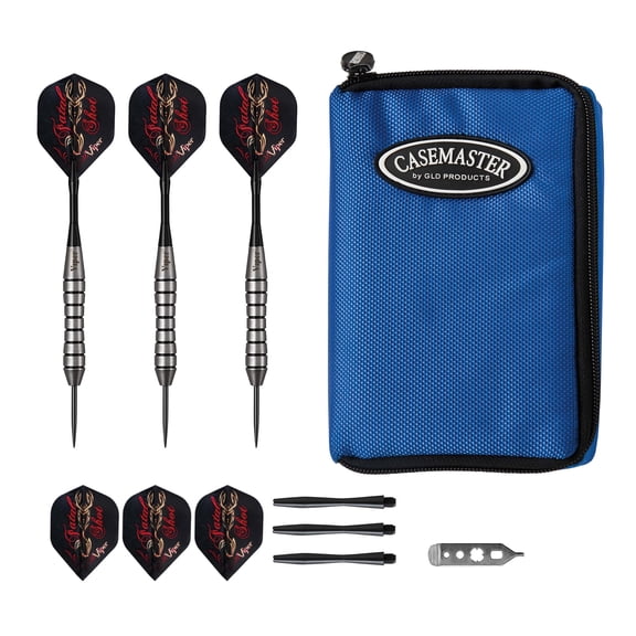 Viper Underground Fatal Shot Steel Tip Darts 24 Grams and Casemaster Select Blue Nylon Dart Case
