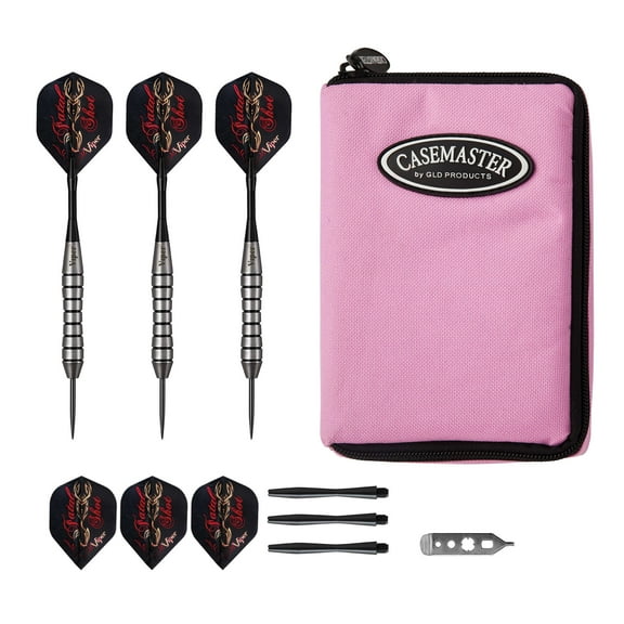 Viper Underground Fatal Shot Steel Tip Darts 24 Grams and Casemaster Select Pink Nylon Dart Case