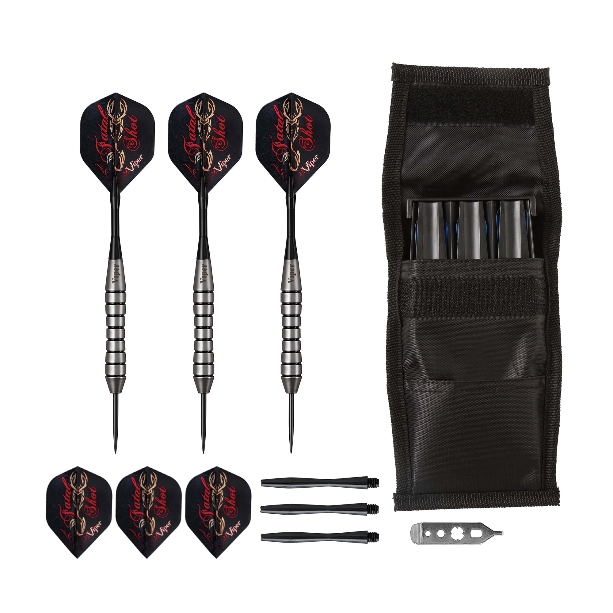 Viper Underground Fatal Shot Steel Tip Darts 24 Grams and Casemaster Single Black Dart Case