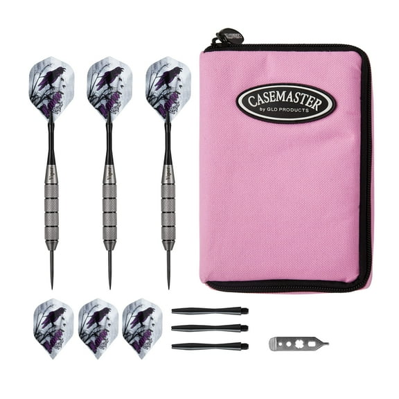 Viper Underground Raven Steel Tip Darts 25 Grams and Casemaster Select Pink Nylon Dart Case