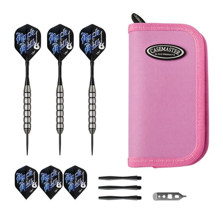 Viper Underground Rock & Roll Steel Tip Darts 23 Grams and Casemaster Deluxe Pink Nylon Dart Case