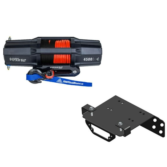 Viper V2 UTV Winch Kit 4500 lb Wide Spool With 60 Feet Orange Synthetic Rope With Mount