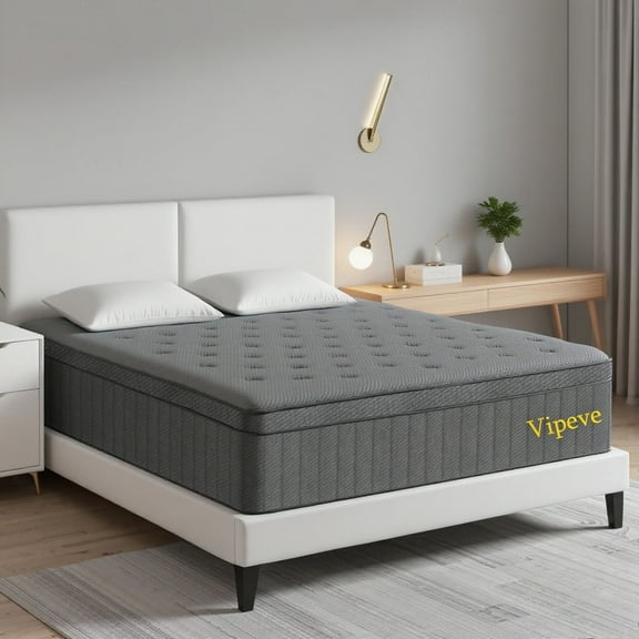 Vipeve King Size Mattress 12 Inch, Hybrid King Mattress in a Box, Gel Memory Foam & Individual Pocket Springs, Edge Support, Medium Firm Feel, Motion Isolation, Pressure Relief
