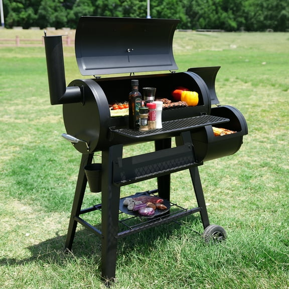 KingChii Heavy Duty Charcoal Grills with Charcoal Wood Offset Smokers for Outdoor Patio BBQ Grilling, 547 SQ.IN.