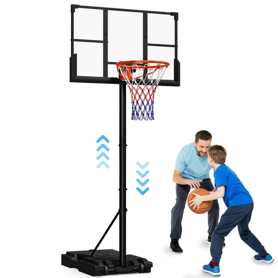 VIPSAFE Basketball Hoop Outdoor 10 FT Adjustable Height , 44 Inch Outdoor Basketball Hoop Goals System for Kids, Youth, and Adults in The Backyard, Driveway with Shatterproof Backboard