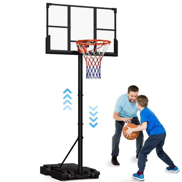 VIPSAFE 44-Inch Basketball Hoop System, 4.8-9.7 FT Height Adjustable for Kids Youth and Adults for Backyard, Driveway, Indoor Use