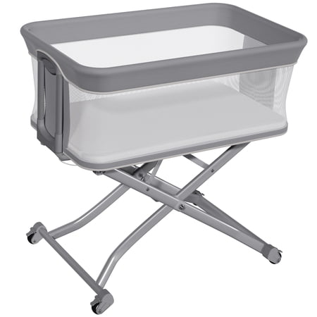 Vipsafe Baby Bassinet, Adjustable Bedside Sleeper for 0-6 Months Baby, Breathable Mesh with Wheels, Gray