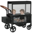 thumbnail image 1 of Vipsafe Foldable Wagon Stroller for 2 Kids, 220 lbs Capacity, 5-Point Safety Harness, Removable Canopy, 9-Level Adjustable Handle, 1 of 12
