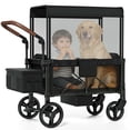 thumbnail image 1 of Vipsafe Foldable Wagon Stroller for 2 Kids, Multifunctional Baby Stroller with Detachable Canopy, Adjustable Handlebars, Easy Storage for Toddlers, 1 of 11