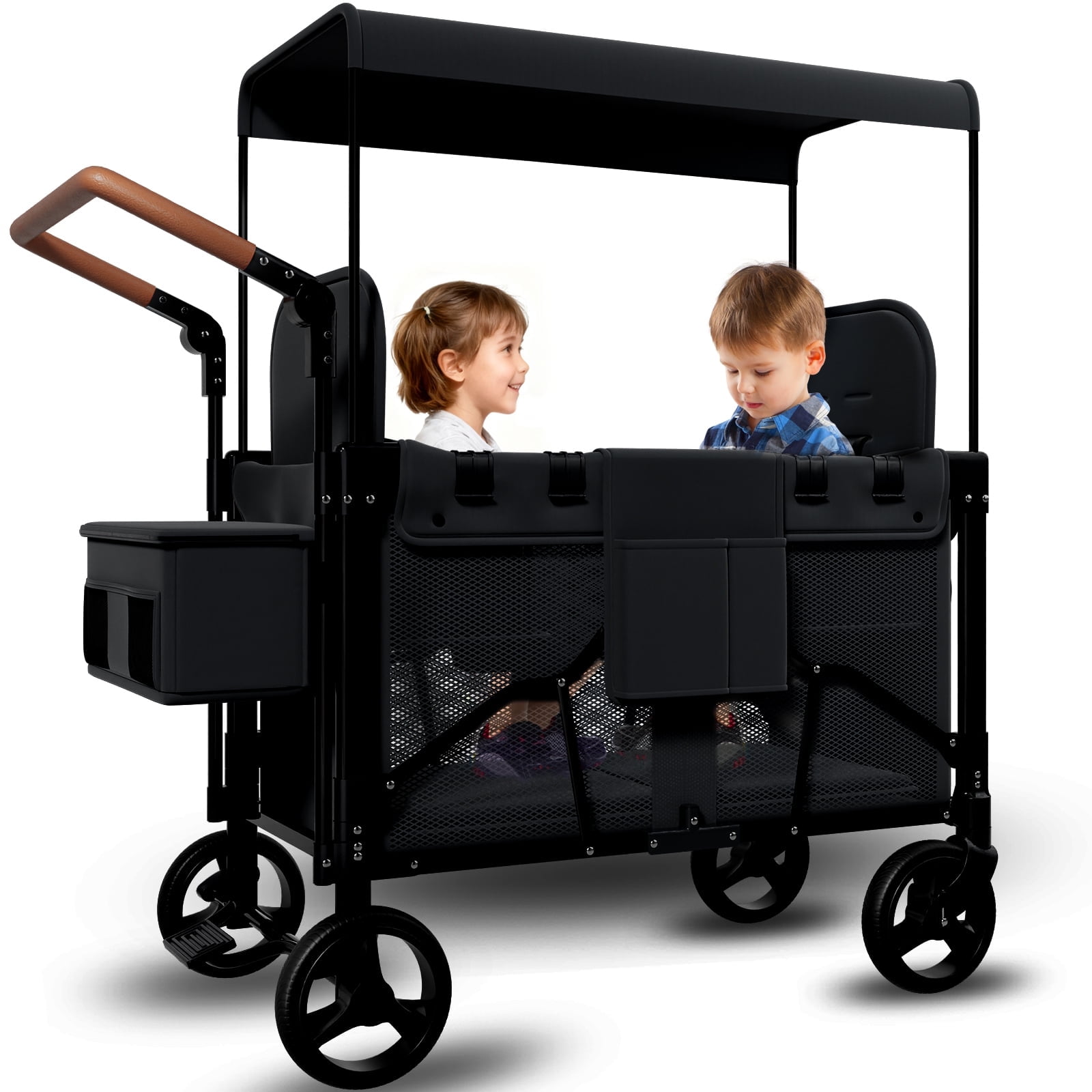 Vipsafe Foldable Wagon Stroller for Kids, Canopy, Adjustable