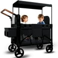 thumbnail image 1 of Vipsafe Foldable Wagon Stroller for 2 Kids, Multifunctional Wagon with Detachable Canopy, Adjustable Handlebars, Removable Seats, and Easy Storage, 1 of 14