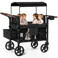 thumbnail image 1 of Vipsafe Foldable Wagon Stroller for 4 Kids, Multifunctional Baby Stroller with Detachable Canopy, Adjustable Handlebars, Easy Storage for Toddlers, 1 of 13