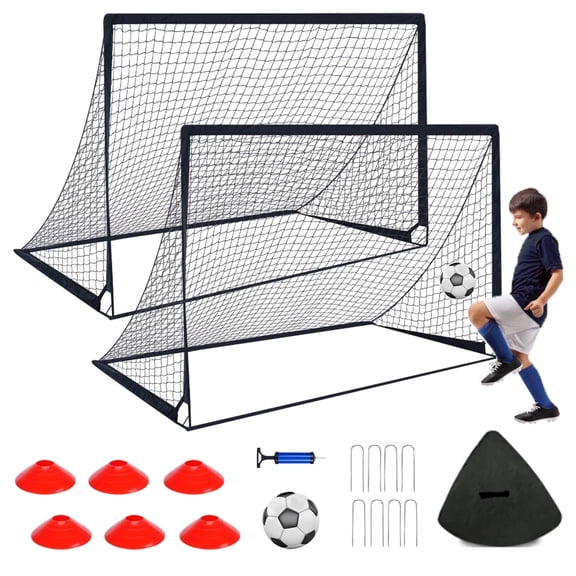 Vipuse 2 Pack 4x3ft Soccer Goals&Ball Set for Kids/Teenagers, Portable Pop Up Training Kits for Backyard/Outdoors