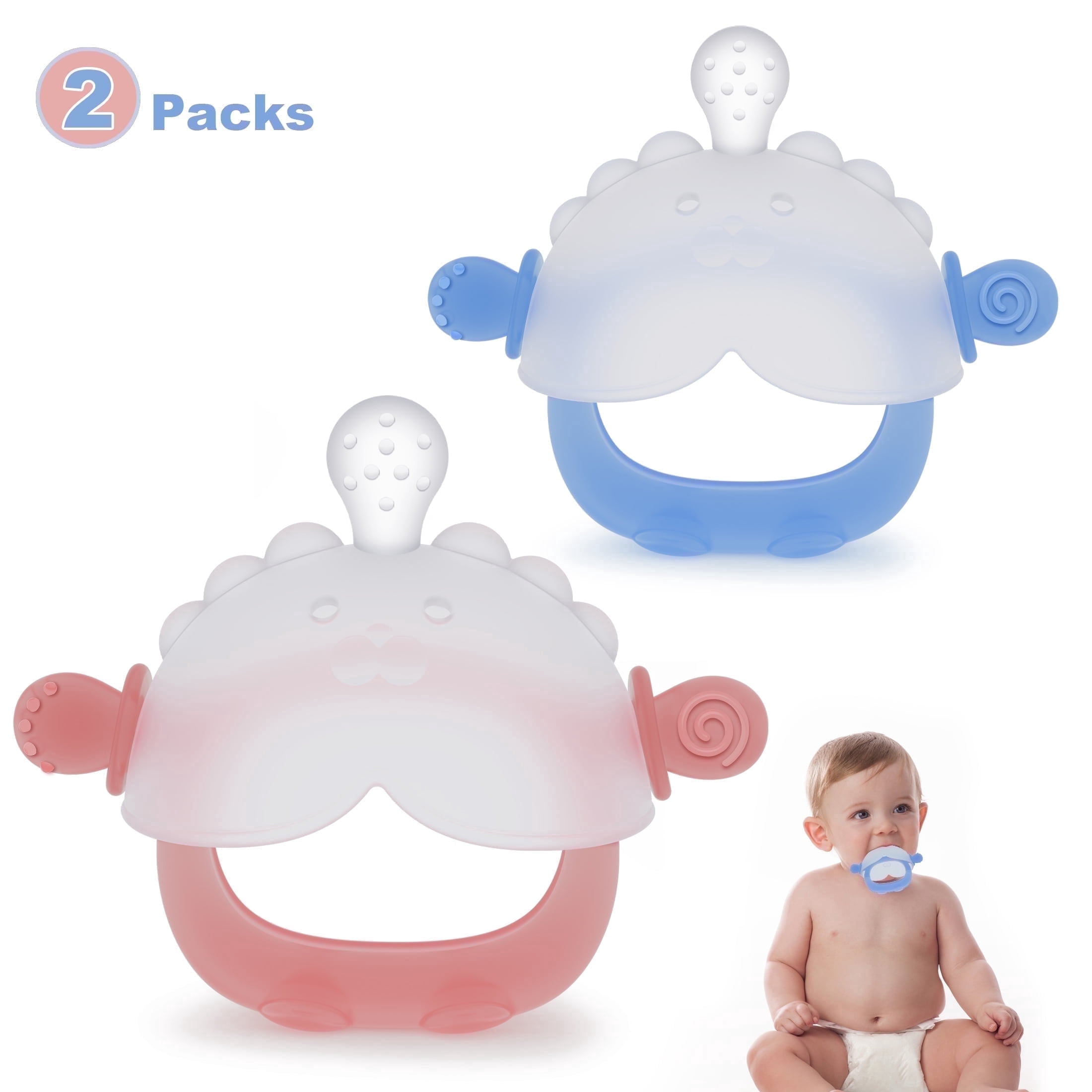Minikid 2-Pack Baby Teething Toys for 3-12 Months - Safe, Ergonomic ...