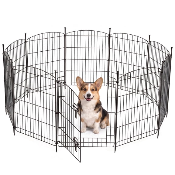 Vipuse 30" Tall 10 Panel Metal Dog Playpen, Heavy Duty Outdoor Dog Fence with Door, Foldable Portable Puppy Exercise Pen