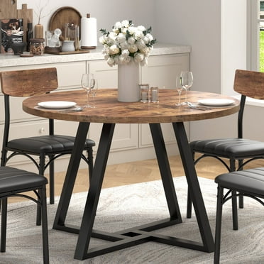 Vipuse 42 Inch Rustic Round Dining Table, Circle Dining Table for Dining Room, Home(Only Table)
