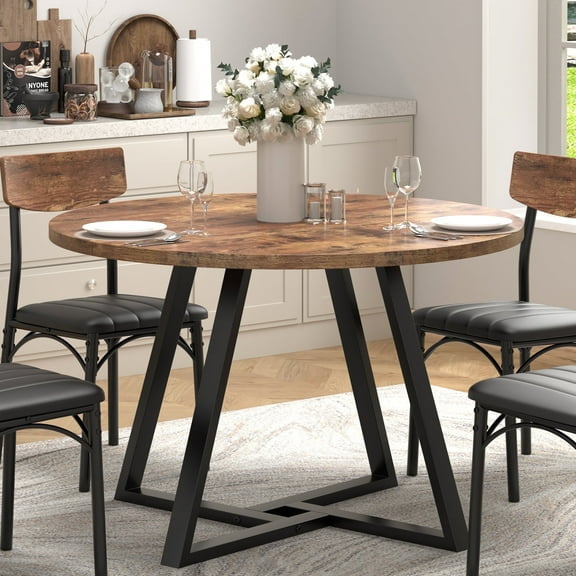 Anyact 47 Inch Rustic Round Dining Table, Circle Dining Table for Dining Room, Home(Only Table)