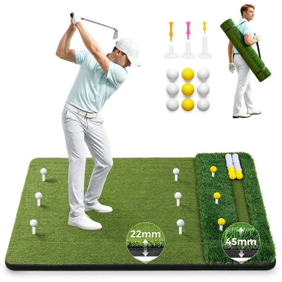 Vipuse 6*4FT Premium Golf Hitting Mat - Indoor/Outdoor Golf Practice Mat with Fairway & Rough Turf, Includes Golf Balls, Tees & strap, Perfect for Swing, Chipping & Driving Training for All Skil