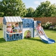 thumbnail image 1 of Vipuse 9 in 1 Indoor Infant Toddler Playground Slides Playset with Playhouse for Backyard Home, Blue & Gray, 1 of 12