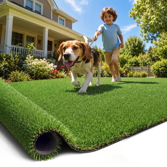 Vipuse Artificial Grass Rug, 7 x 15FT Realistic Artificial Lawn Rug/Dog Pets Mat with Drainage Holes for Garden Lawn Landscape Balcony Patio Backyard Decor