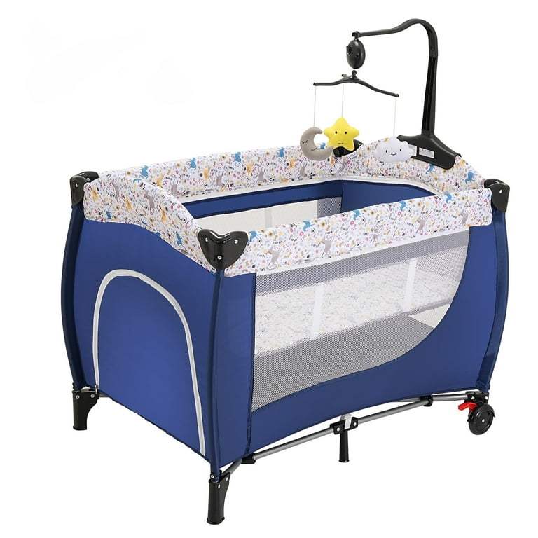 Minikid Baby Playard with Bassinet, Portable Baby Bed for Travel