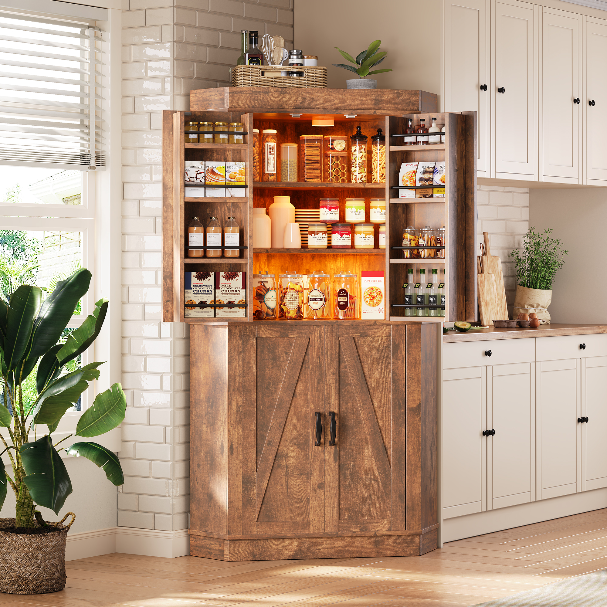 Vipuse Corner Kitchen Pantry Storage with 4 Doors — free download