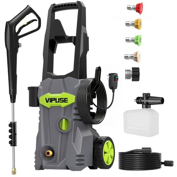 Vipuse Electric Pressure Washer, 4200 PSI Max.2.8GPM Power Washer with 23ft Hose /4 Nozzles/400ML Foam Cannon, Clean Tool for Cars/Fences/Patios/Floor