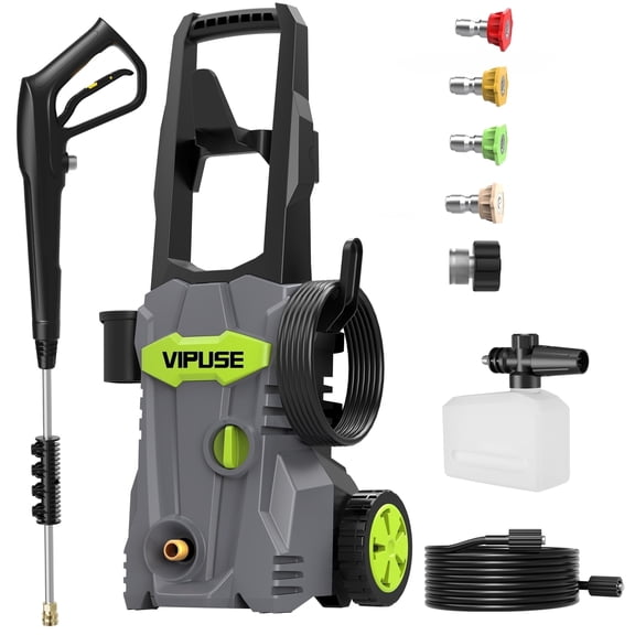 Vipuse Electric Pressure Washer, 4300 PSI Max.2.8GPM Power Washer with 23ft Hose /4 Nozzles/400ML Foam Cannon, Clean Tool for Cars/Fences/Patios/Floor