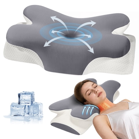 Vipuse Memory Foam Ergonomic Cervical Neck Support Bed Pillows for Side Back Stomach Sleeper Sleeping