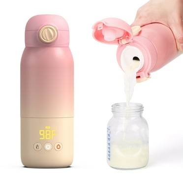 Minikid Cordless Bottle Warmer, Dual Heating Modes for Breast Milk and Water,12 OZ Portable Bottle Heater,Pink
