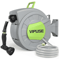 thumbnail image 1 of Vipuse Retractable Garden Hose Reel,1/2 inch x 100 ft Wall Mounted Garden Hose Reel with 10 Pattern Nozzle,Slow Return System,180° Swivel Bracket, 1 of 8