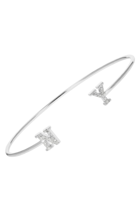 0.15 CTTW Diamond Bangle Bracelet .925 Sterling Silver with Rhodium New York Female Adult