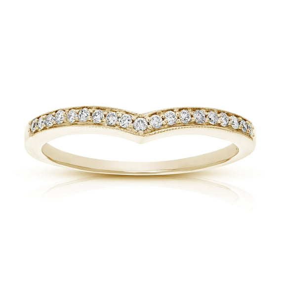 Vir Jewels 0.18 CTTW V-Shape Milgrain Diamond Wedding Band 14K Yellow Gold Round Size 8 Female Adult