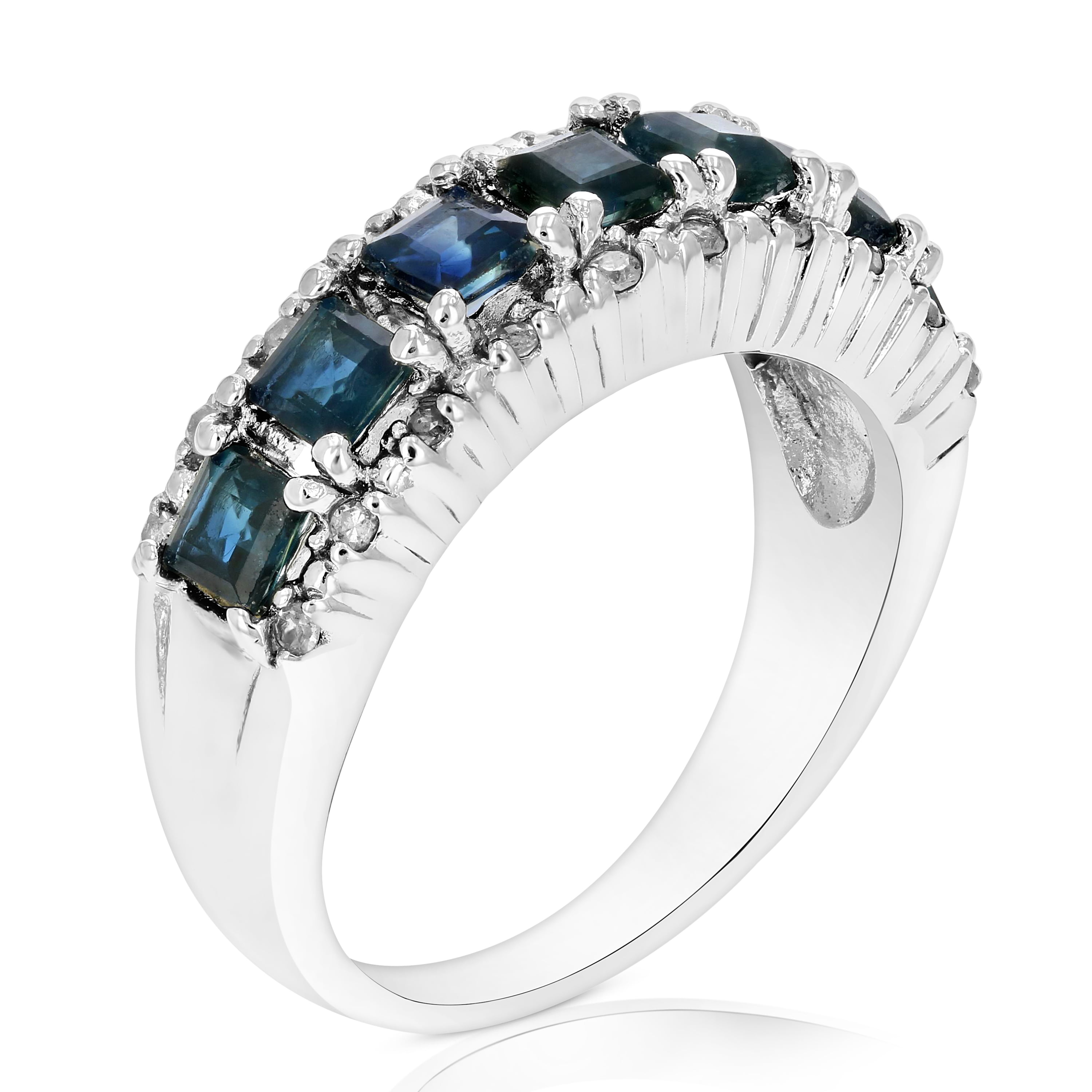 Vir Jewels 0.70 CTTW Blue Sapphire and Diamond Ring Women Sterling Silver Princess September