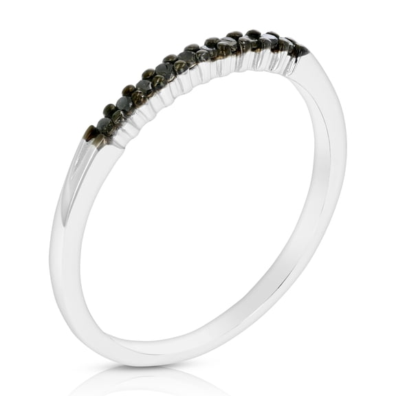 Vir Jewels 1/10 CTTW Black Diamond Ring Wedding Band .925 Sterling Silver 10 Stones Prong Size 5 Female Adult
