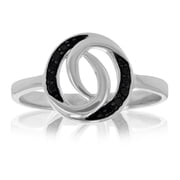 Vir Jewels 1/10 CTTW Black Diamond Ring in .925 Sterling Silver with Rhodium Plating Size 7