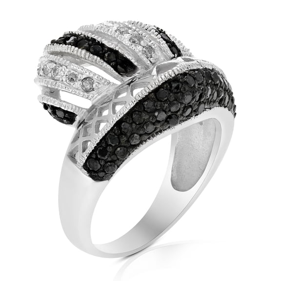 Vir Jewels 1.10 CTTW Black and White Diamond Ring for Women .925 Sterling Silver Round Prong