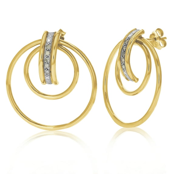 Vir Jewels 1/10 CTTW Diamond Hoop Earrings Yellow Gold Plated over Sterling Silver Female Adult