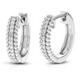 thumbnail image 1 of Vir Jewels 1/10 CTTW Lab Grown Diamond Hoops Earrings in Sterling Silver With Hidden Post For Women, 1 of 5