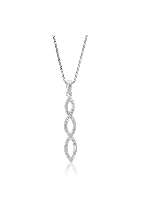 1/10 CTTW Lab Grown Diamond Infinity Pendant Necklace in Sterling Silver with Chain For Women