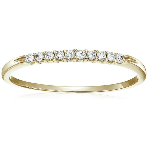 Vir Jewels 1/10 CTTW Petite Diamond Wedding Band in 10K Yellow Gold Prong Set Size 10 Female Adult