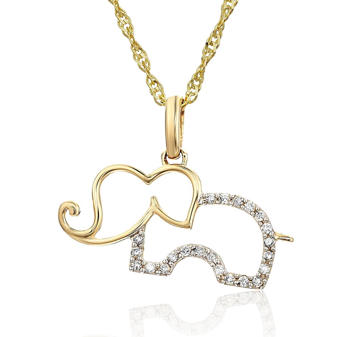 Vir Jewels 1/10 cttw Diamond Pendant, Diamond Elephant Pendant Necklace for Women in 14K Gold with 18 Inch Chain, Prong Setting For Female Adult