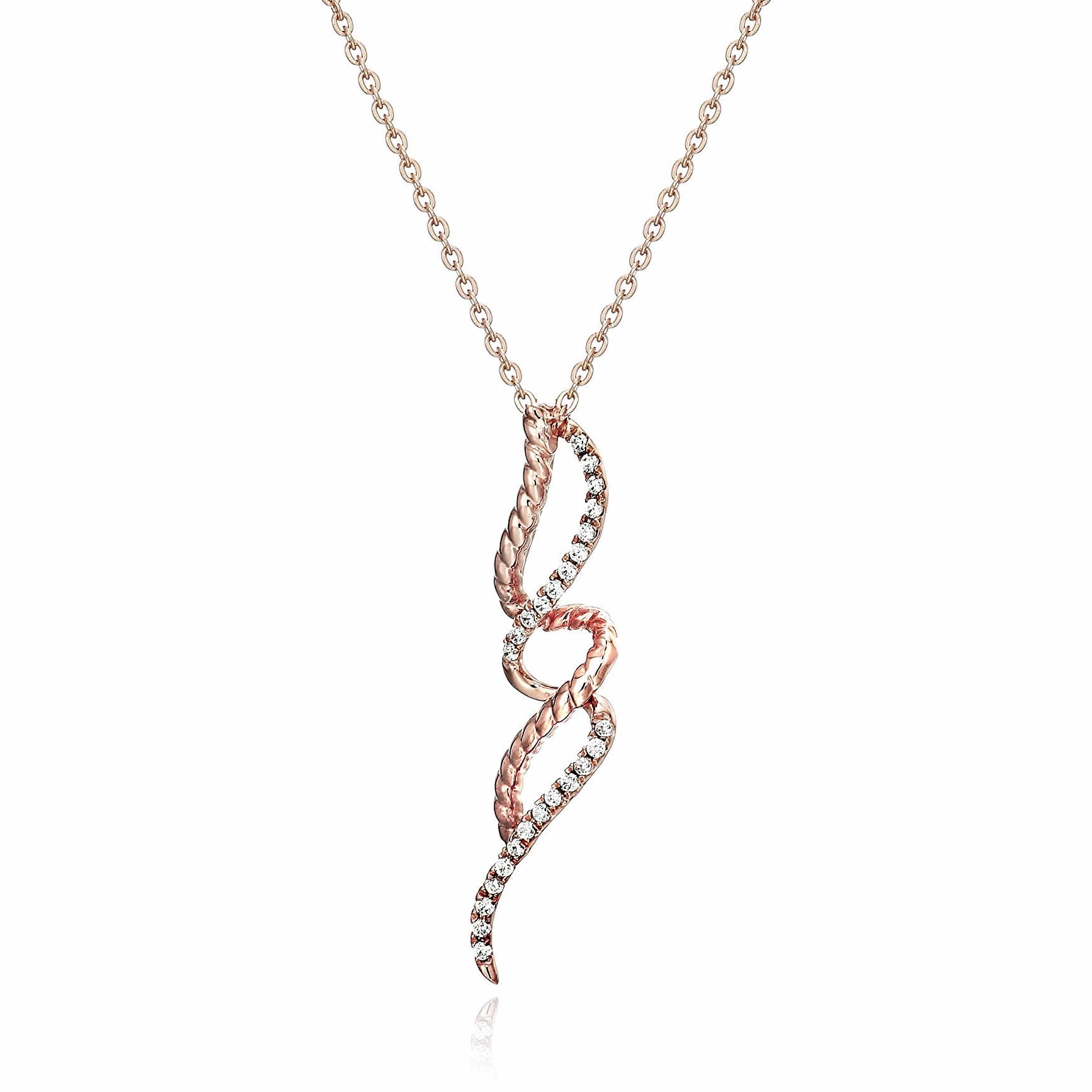 Vir Jewels 1/10 cttw Diamond Pendant, Diamond Swirl Pendant Necklace for Women in 14K Rose Gold with 18 Inch Chain, Prong Setting For Female Adult